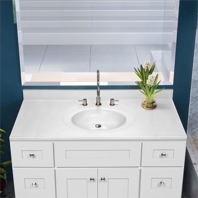 Brookings Bath Vanity Assembled 49x22 - White Base and Top
