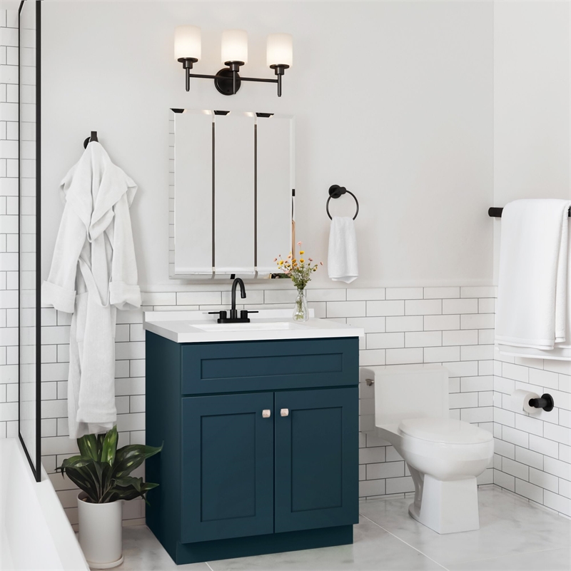 Brookings Bath Vanity Assembled 31x22 - Dark Night Base and Camilla II Top
