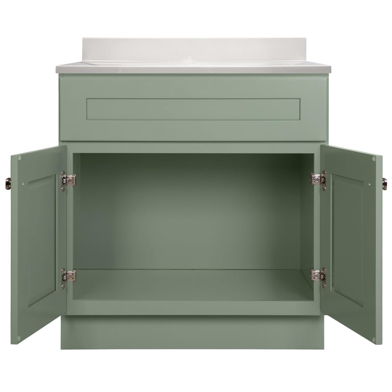 Brookings Bath Vanity Assembled 31x22 - Evergreen Fog Base and Ivory Swirl Top