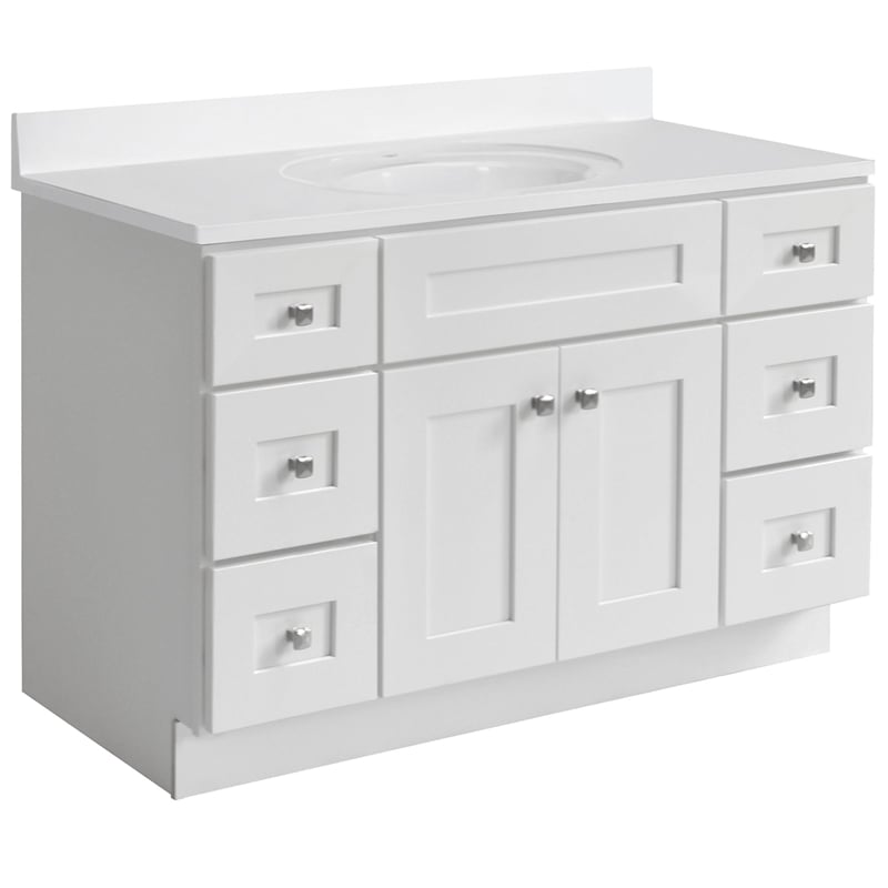 Brookings Bath Vanity Assembled 49x22 - White Base and Single Hole Top
