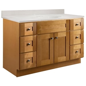 Brookings Bath Vanity Assembled 49x22 - Birch Base and Ivory Swirl Top