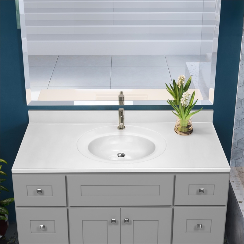 Brookings Bath Vanity Assembled 49x22 - Gray Base and Single Hole Top