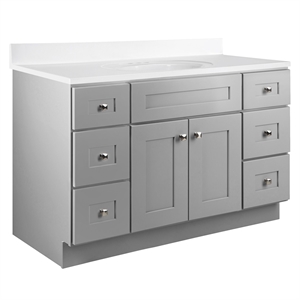 Brookings Bath Vanity Assembled 49x22 - Gray Base and Solid White Top