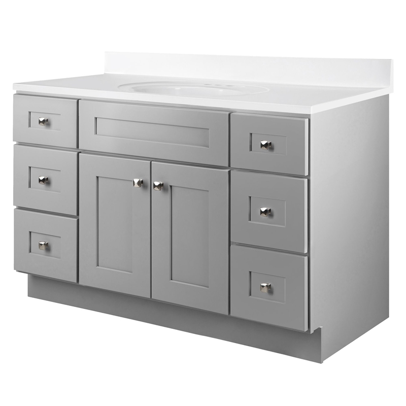 Brookings Bath Vanity Assembled 49x22 - Gray Base and Solid White Top