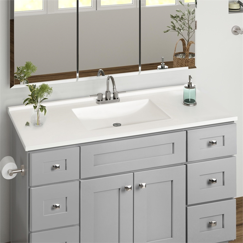 Brookings Bath Vanity Assembled 49x22 - Gray Base and Camilla II Top