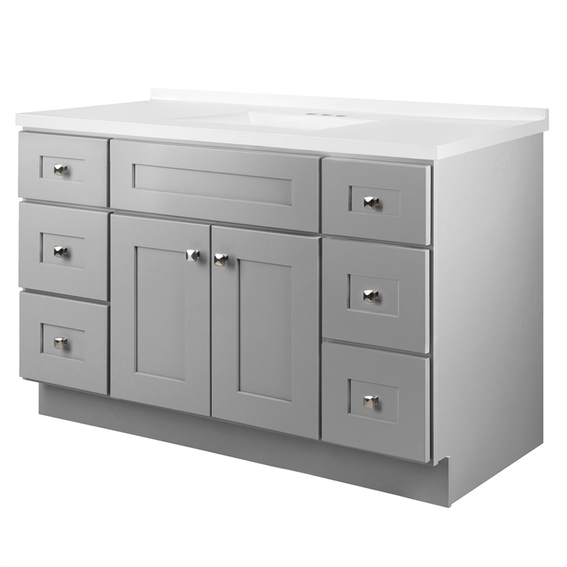 Brookings Bath Vanity Assembled 49x22 - Gray Base and Camilla II Top