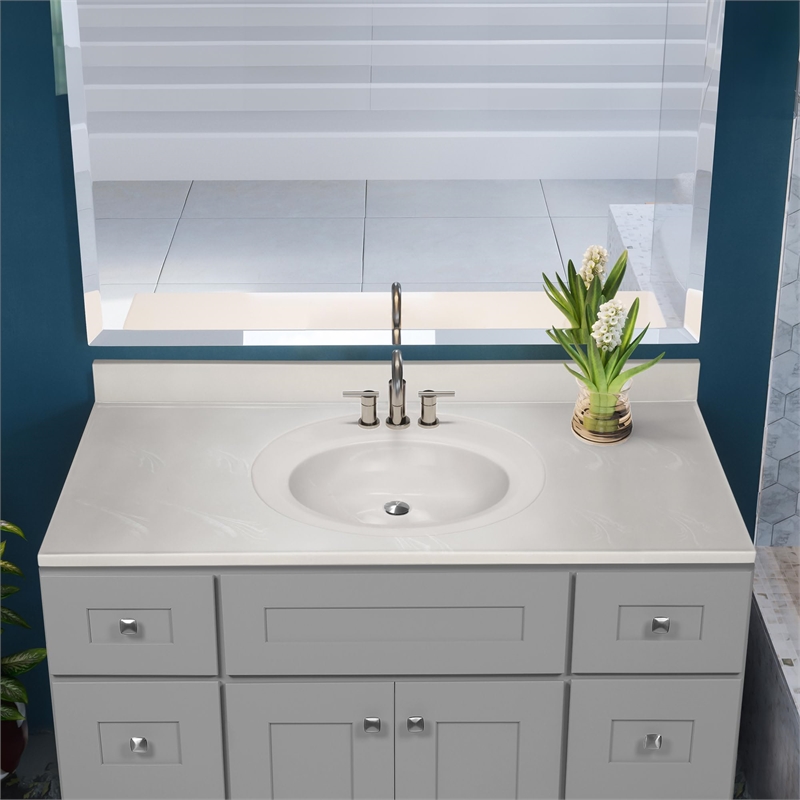 Brookings Bath Vanity Assembled 49x22 - Gray Base and Ivory Swirl Top