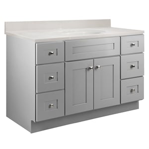 Brookings Bath Vanity Assembled 49x22 - Gray Base and Ivory Swirl Top