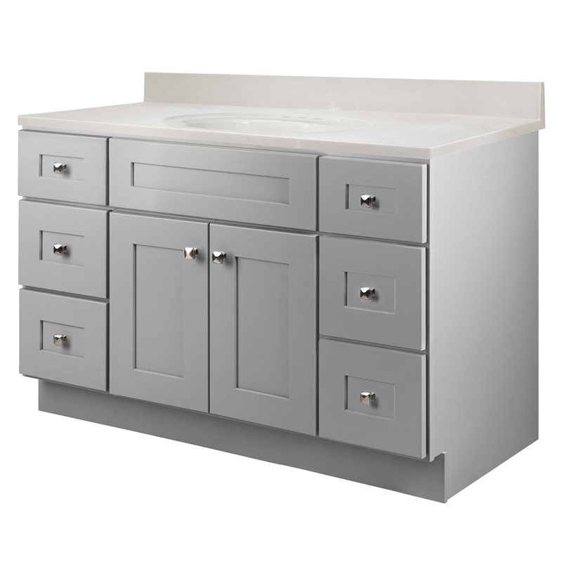 Brookings Bath Vanity Assembled 49x22 - Gray Base and Ivory Swirl Top