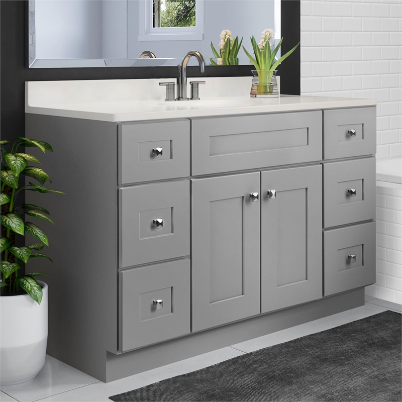 Brookings Bath Vanity Assembled 49x22 - Gray Base and Ivory Swirl Top