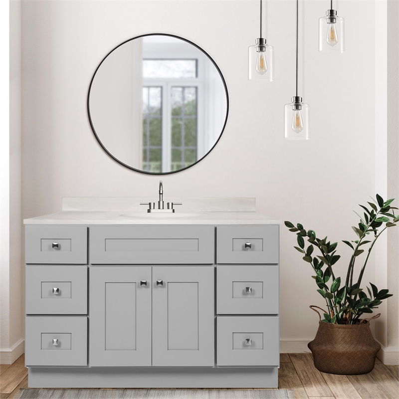 Brookings Bath Vanity Assembled 49x22 - Gray Base and Ivory Swirl Top