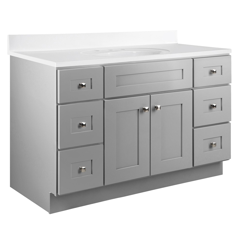 Brookings Bath Vanity Assembled 49x22 - Gray Base and Widespread Top