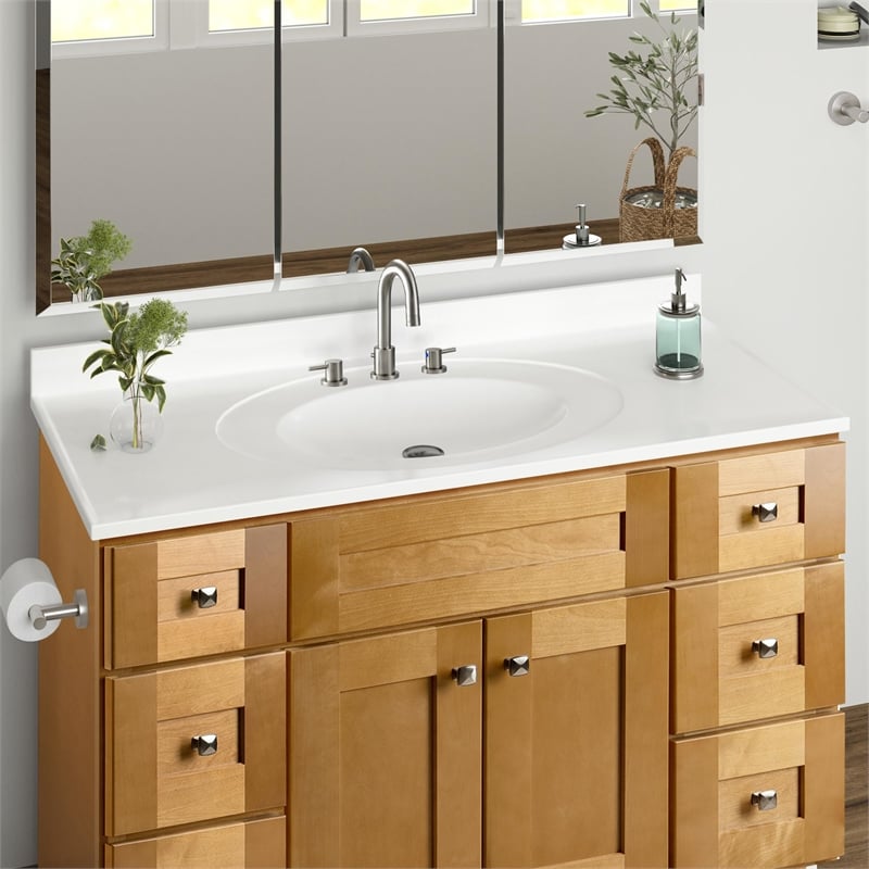 Brookings Bath Vanity Assembled 49x22 - Birch Base and Widespread Top