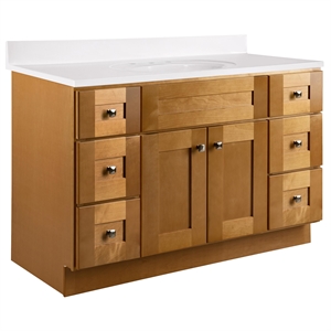 Brookings Bath Vanity Assembled 49x22 - Birch Base and Widespread Top