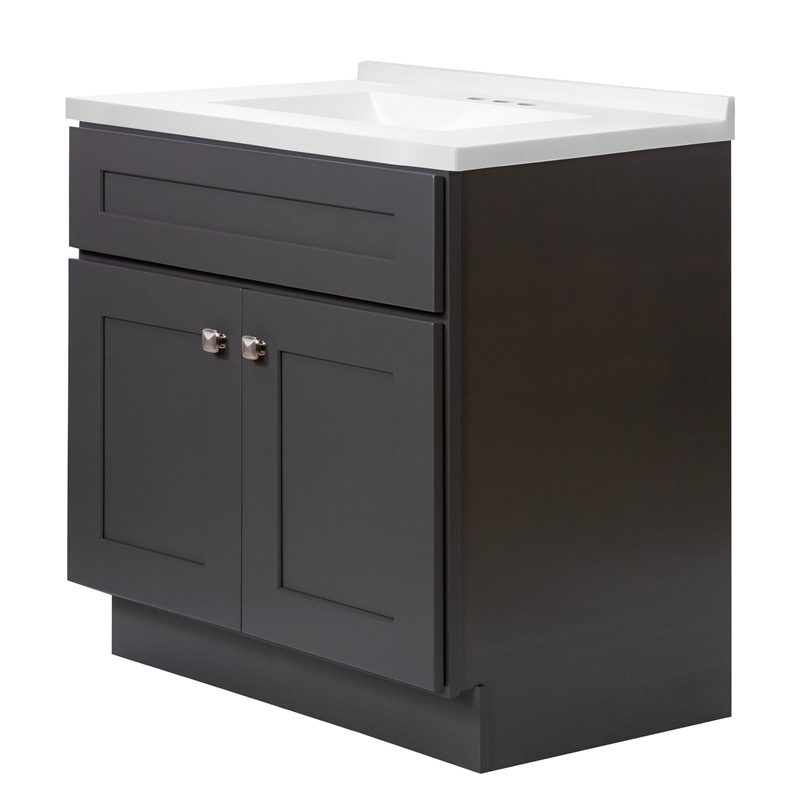 Brookings Bath Vanity Assembled 31x22 - Urbane Bronze Base and Camilla II Top
