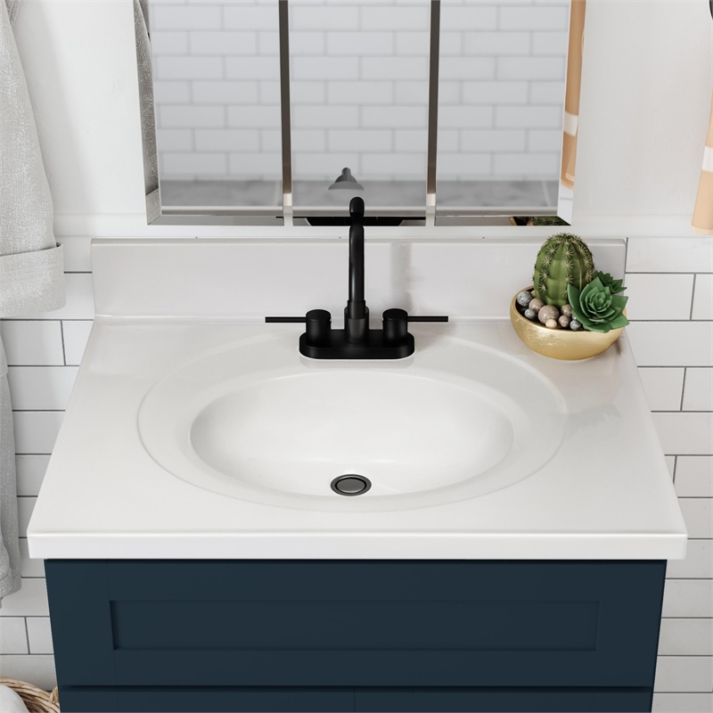 Brookings Bath Vanity Assembled 31x22 - Dark Night Base and Solid White Top