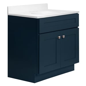 Brookings Bath Vanity Assembled 31x22 - Dark Night Base and Solid White Top