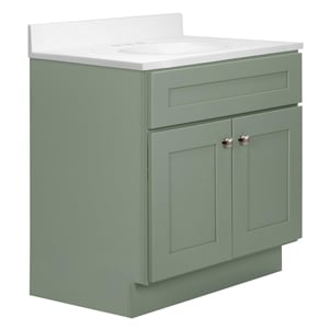 Brookings Bath Vanity Assembled 31x22 - Evergreen Fog Base and Solid White Top