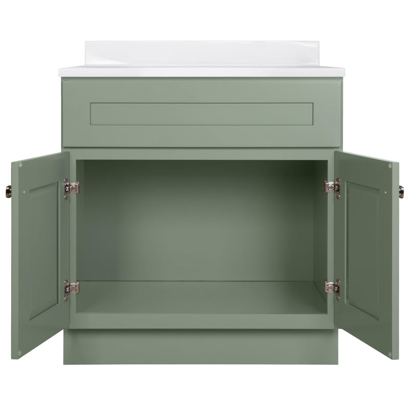 Brookings Bath Vanity Assembled 31x22 - Evergreen Fog Base and Solid White Top