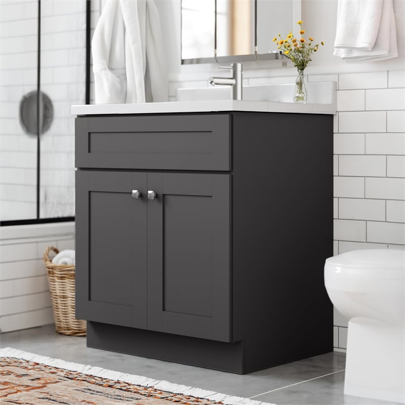 Brookings Bath Vanity Assembled 31x22 - Urbane Bronze Base and Single Hole Top