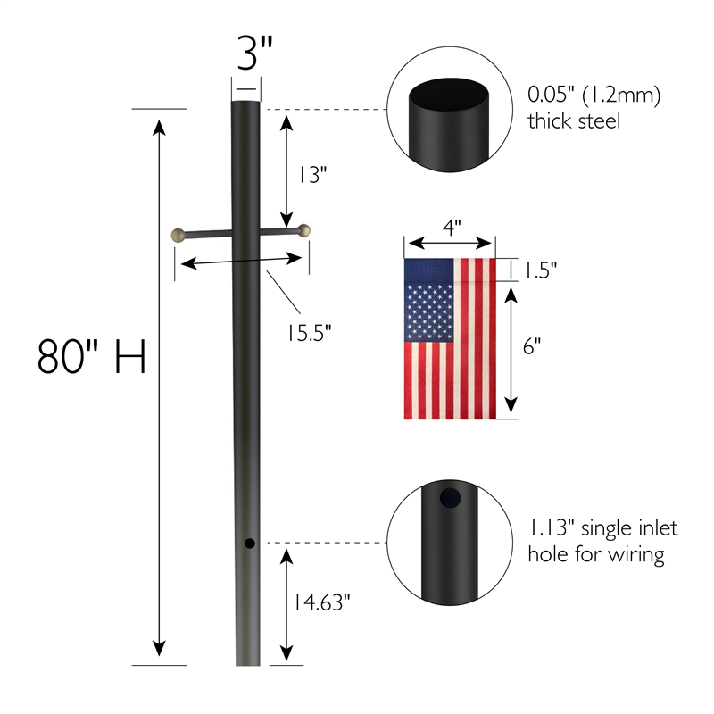 Lamp Post with Plastic Cross Arm and Two 4