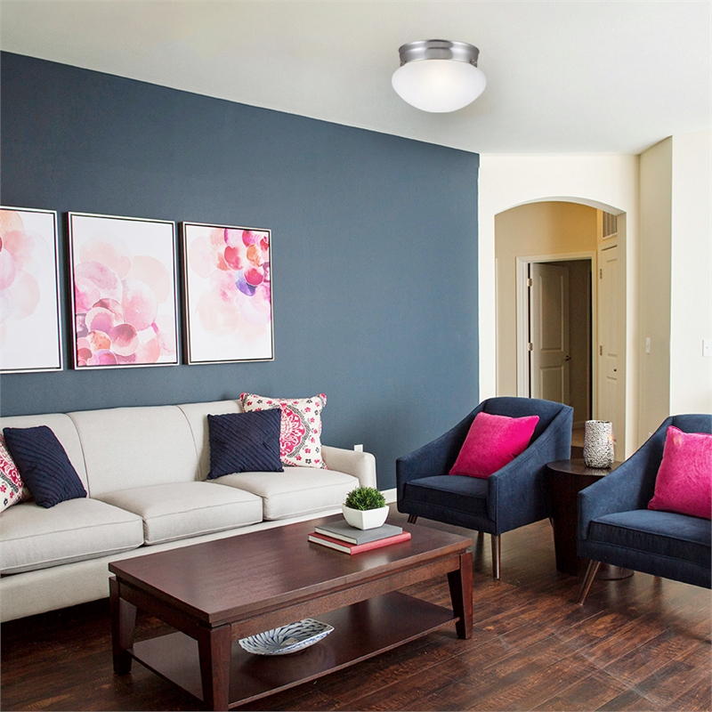 Design House 2-Light Millbridge Dome Ceiling Light in Satin Nickel