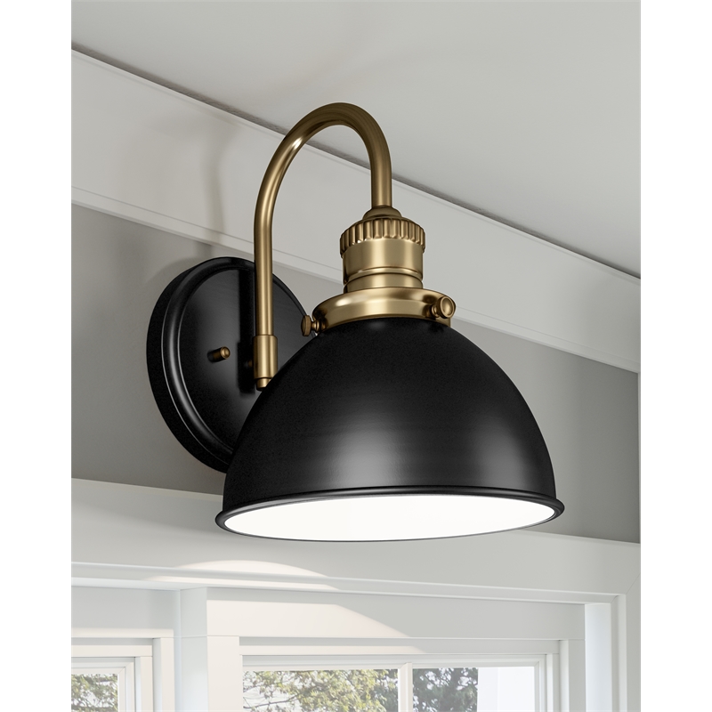 Design House Savannah Wall Light in Matte Black and Satin Gold