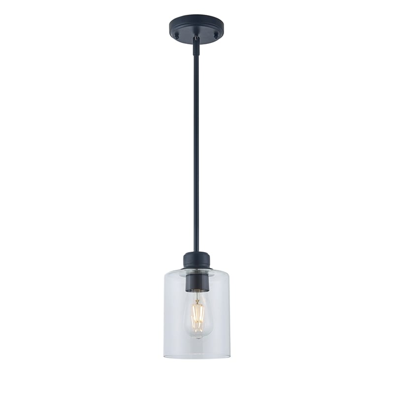 Design House Haddie Dimmable Mini Pendant in Matte Black and Clear Glass