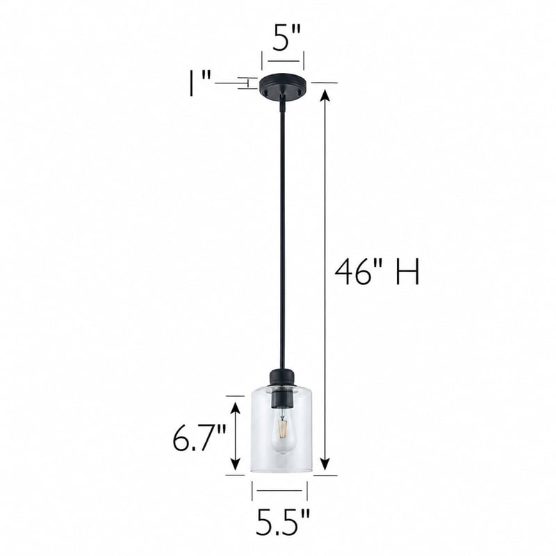 Design House Haddie Dimmable Mini Pendant in Matte Black and Clear Glass