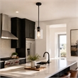 Design House Haddie Dimmable Mini Pendant in Matte Black and Clear Glass