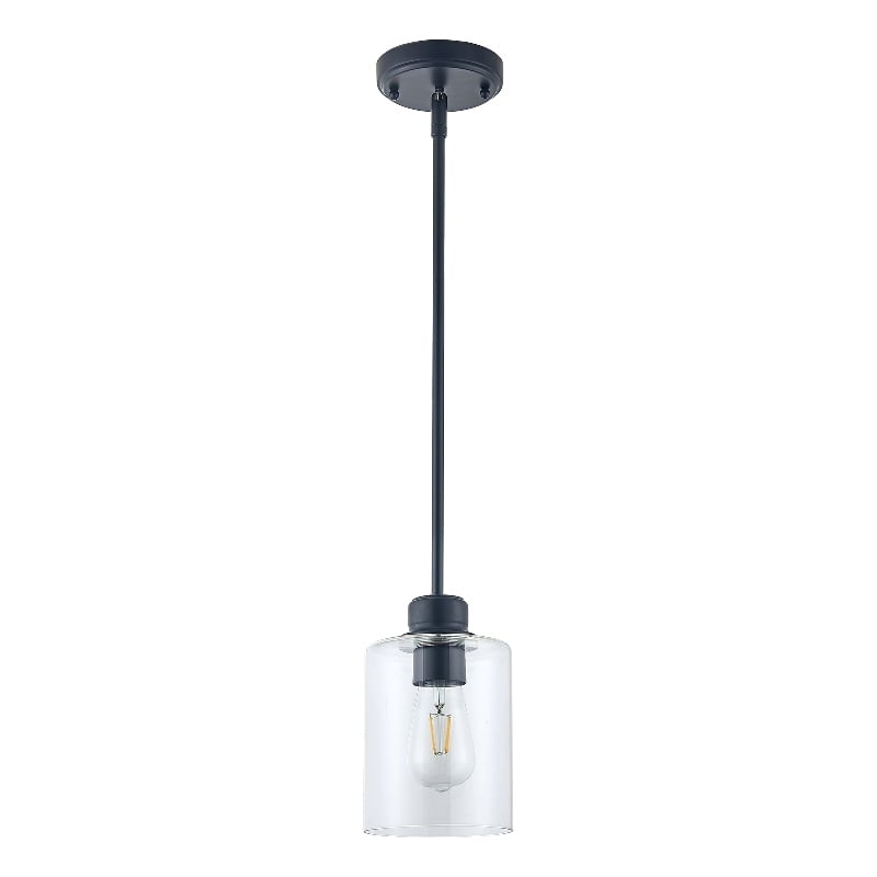 Design House Haddie Dimmable Mini Pendant in Matte Black and Clear Glass