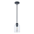 Design House Haddie Dimmable Mini Pendant in Matte Black and Clear Glass