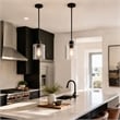 Design House Haddie 2-Pack Mini Pendants in Matte Black and Clear Glass