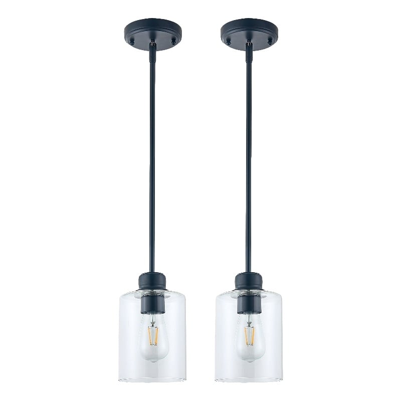 Design House Haddie 2-Pack Mini Pendants in Matte Black and Clear Glass