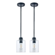 Design House Haddie 2-Pack Mini Pendants in Matte Black and Clear Glass