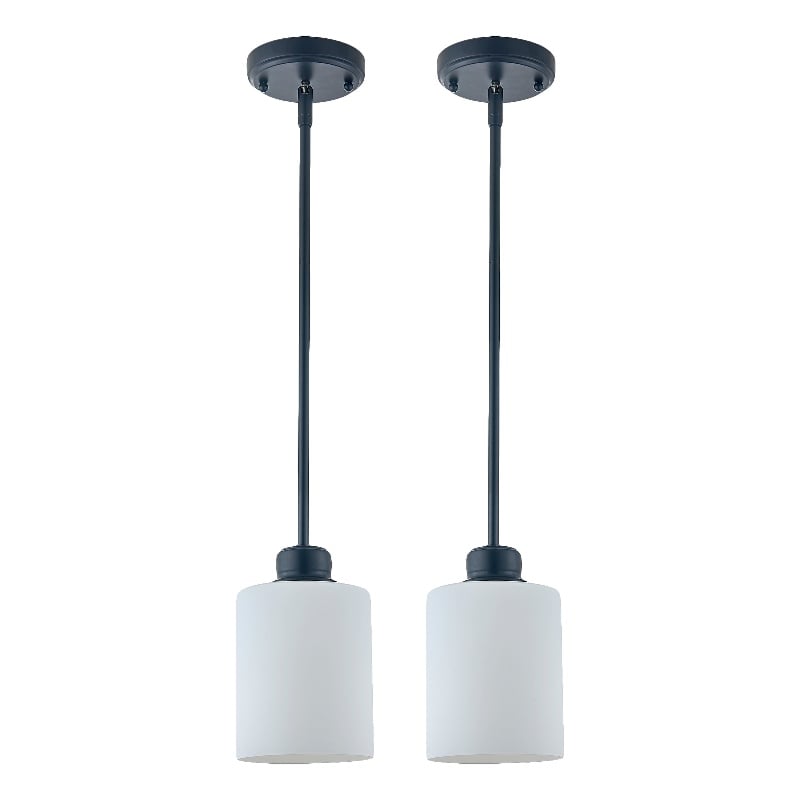 Design House Haddie 2-Pack Mini Pendants in Matte Black and Frosted Glass