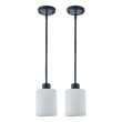 Design House Haddie 2-Pack Mini Pendants in Matte Black and Frosted Glass