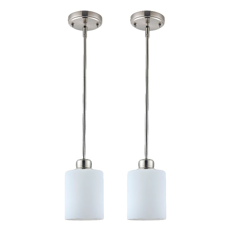 Design House Haddie 2-Pack Mini Pendants in Satin Nickel and Frosted Glass