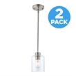 Design House Haddie 2-Pack Mini Pendants in Satin Nickel and Clear Glass