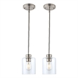 Design House Haddie 2-Pack Mini Pendants in Satin Nickel and Clear Glass