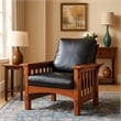 Leick Home Mission Adjustable Reclining Faux Leather Armchair in Brown