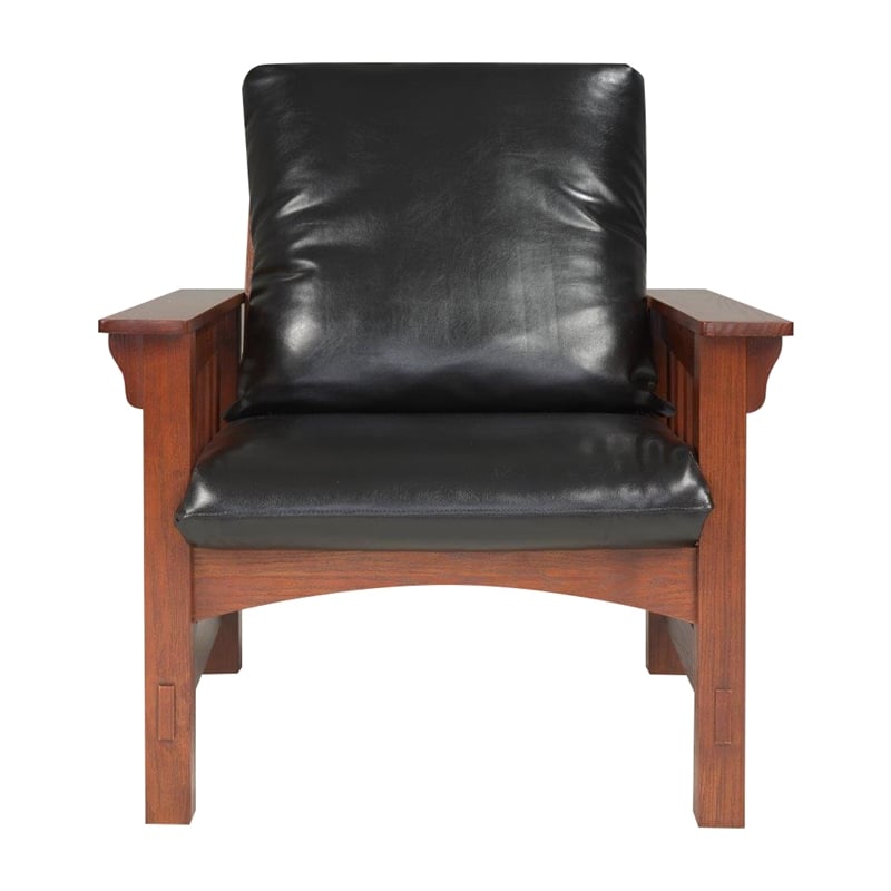 Leick Home Mission Adjustable Reclining Faux Leather Armchair in Brown