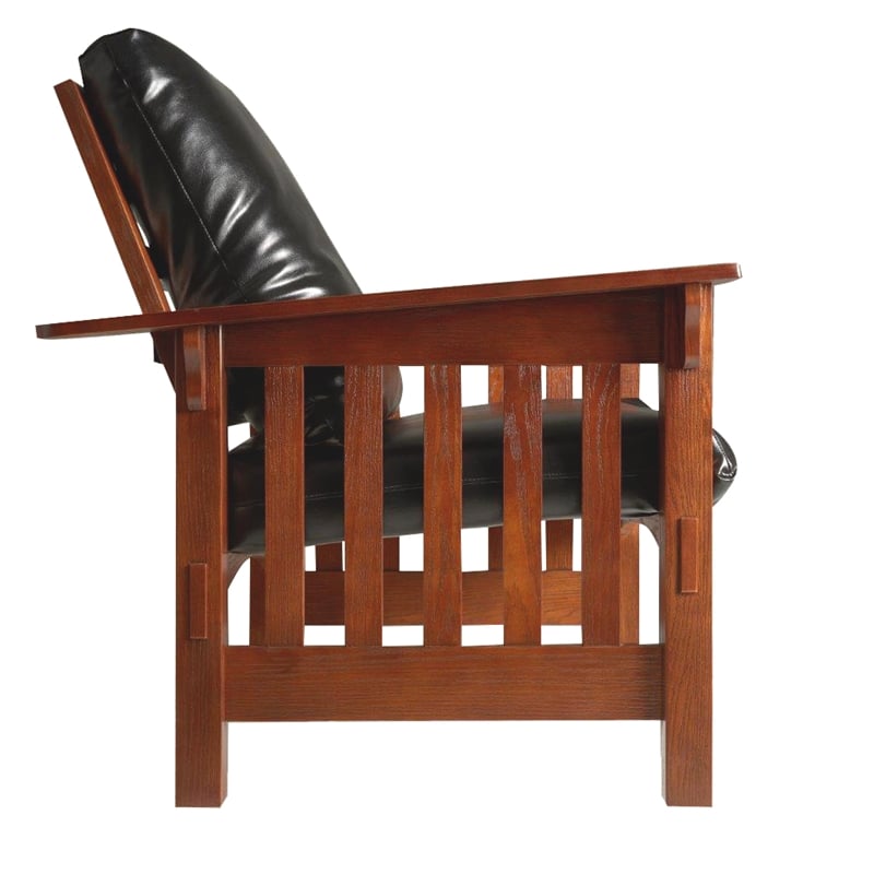 Leick Home Mission Adjustable Reclining Faux Leather Armchair in Brown