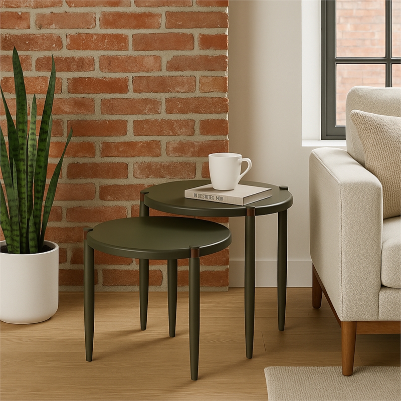 Leick Home Redonda Bay Side Table Set in Urbane Bronze (2 Piece)