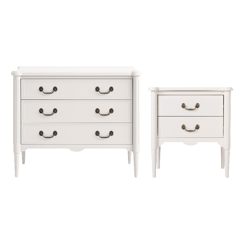 Design House Oxford End Table and Chest Set in Antique White
