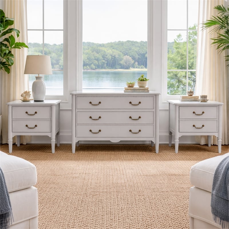 Design House Oxford Table and Chest Set in Gray (3 Piece)
