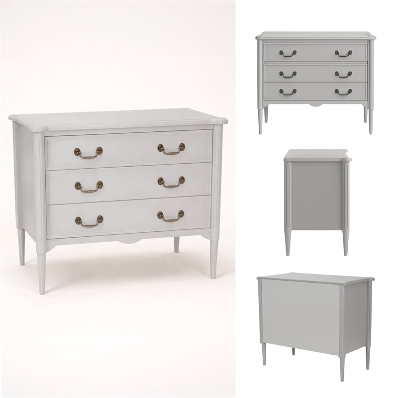 Design House Oxford Table and Chest Set in Gray (3 Piece)