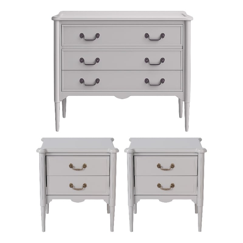 Design House Oxford Table and Chest Set in Gray (3 Piece)