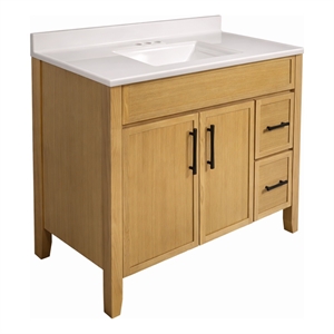 Design House 37&quot Dawson Vanity with Marble Top in Riffed Oak