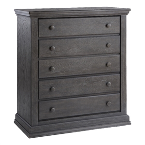 pali design modena 5-drawer traditional birch veneer wood dresser in gray